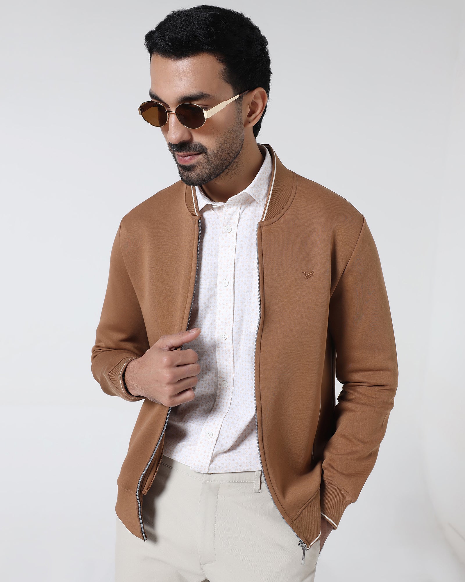 Tobacco Brown Hoodie Solid Sweatshirt - Morgo