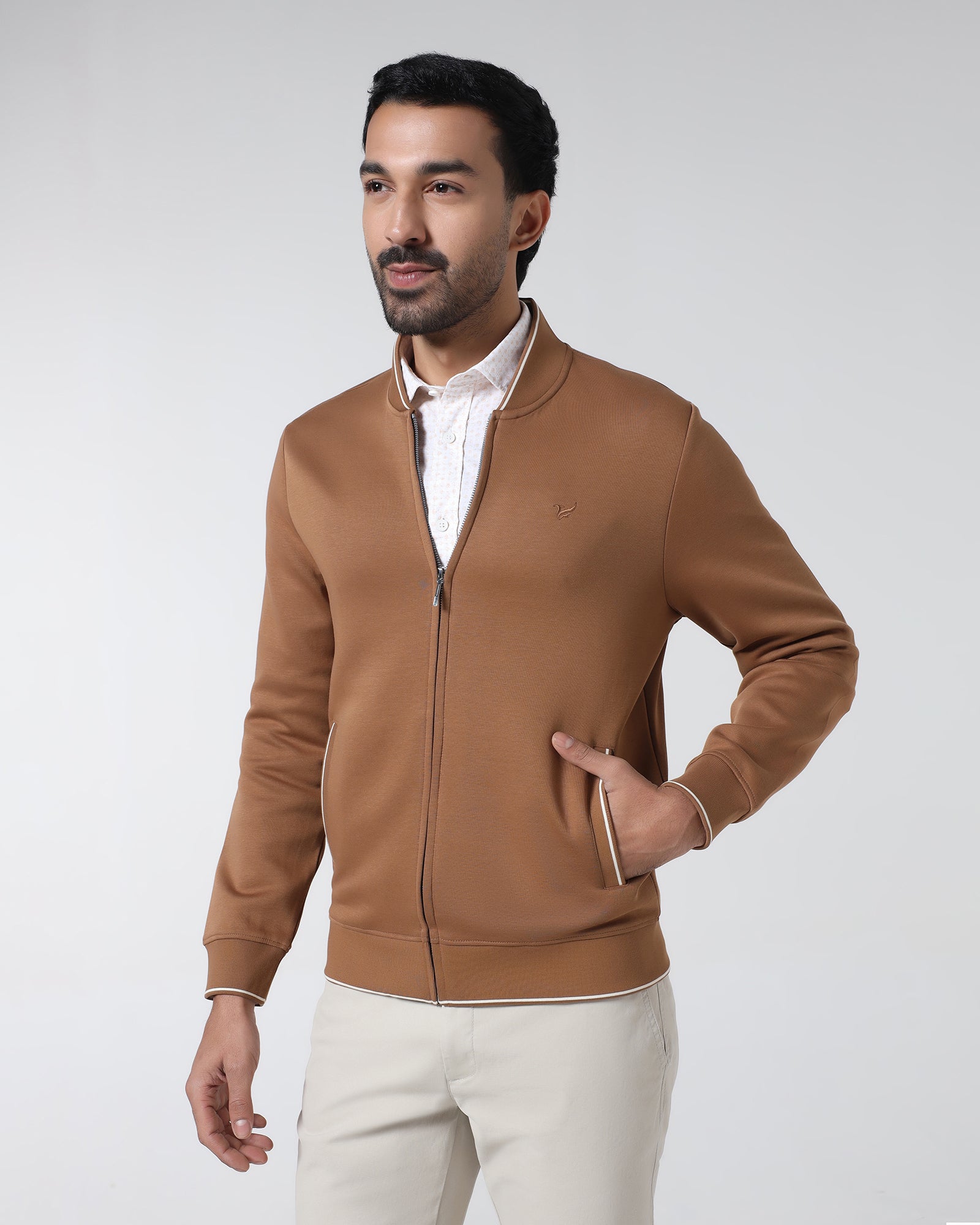 Tobacco Brown Hoodie Solid Sweatshirt - Morgo