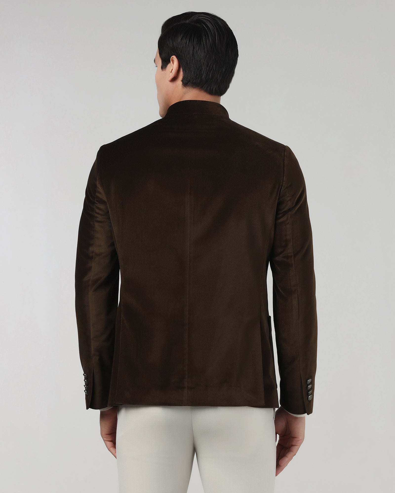 Tobacco Brown Solid Bandhgala Blazer - Malibu