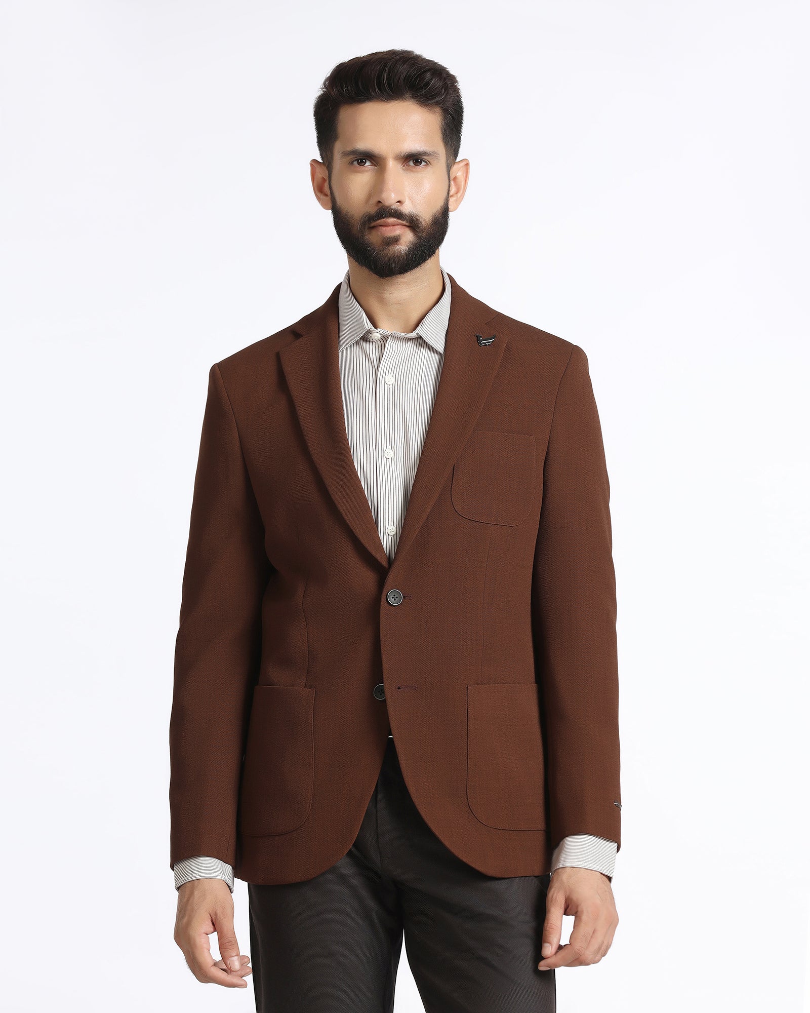Tobacco Brown Solid Blazer - Modelo