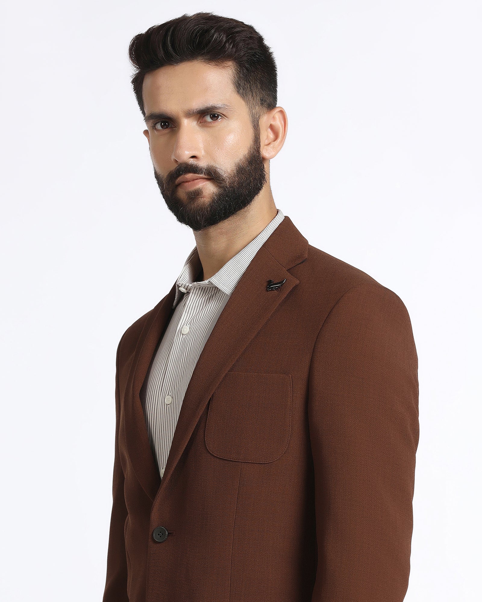 Tobacco Brown Solid Blazer - Modelo
