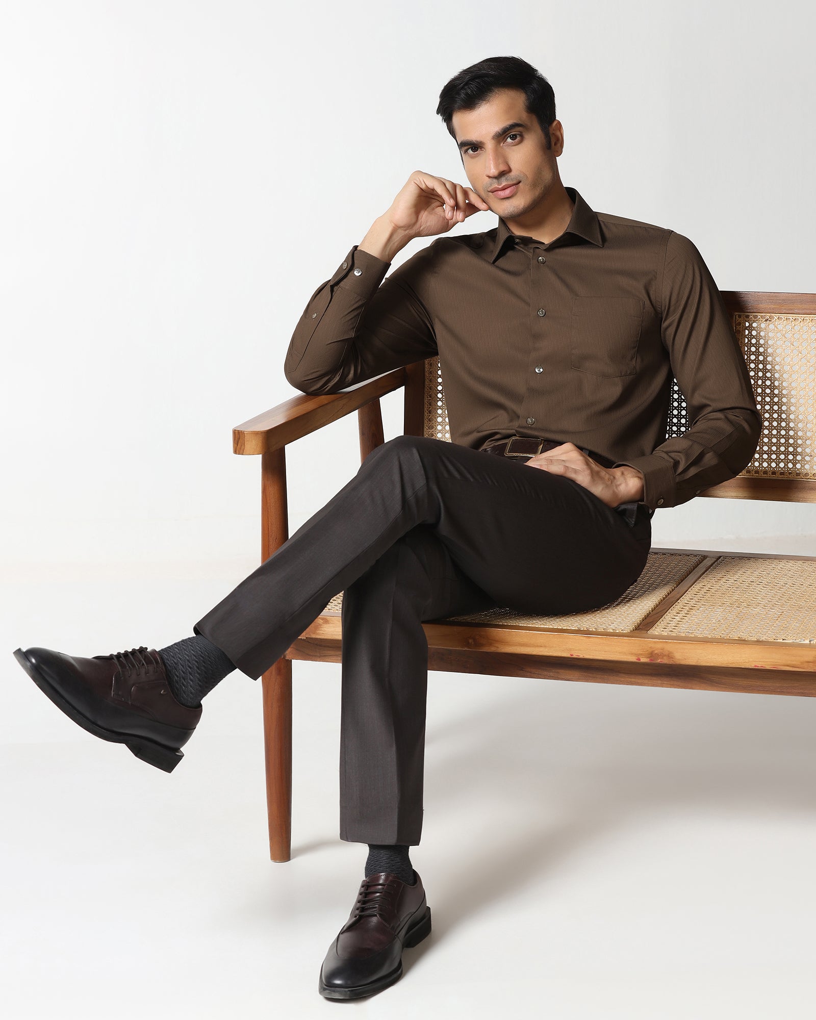 Tobacco Brown Solid Shirt - Tanin