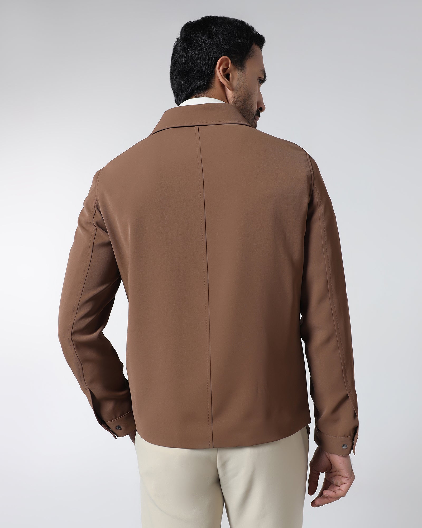 Tobacco Brown TechPro Solid Zipper Jacket - Bud