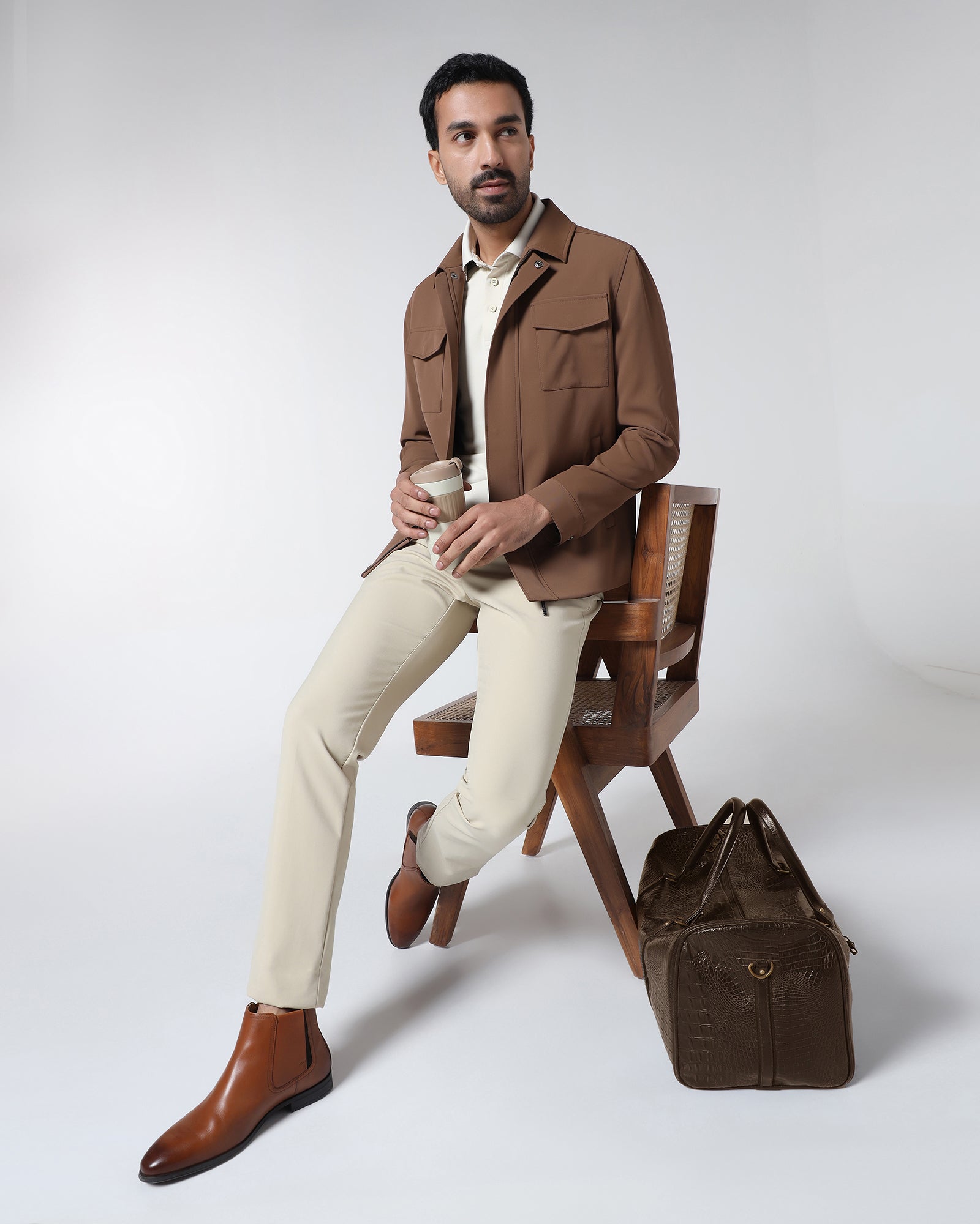 Tobacco Brown TechPro Solid Zipper Jacket - Bud
