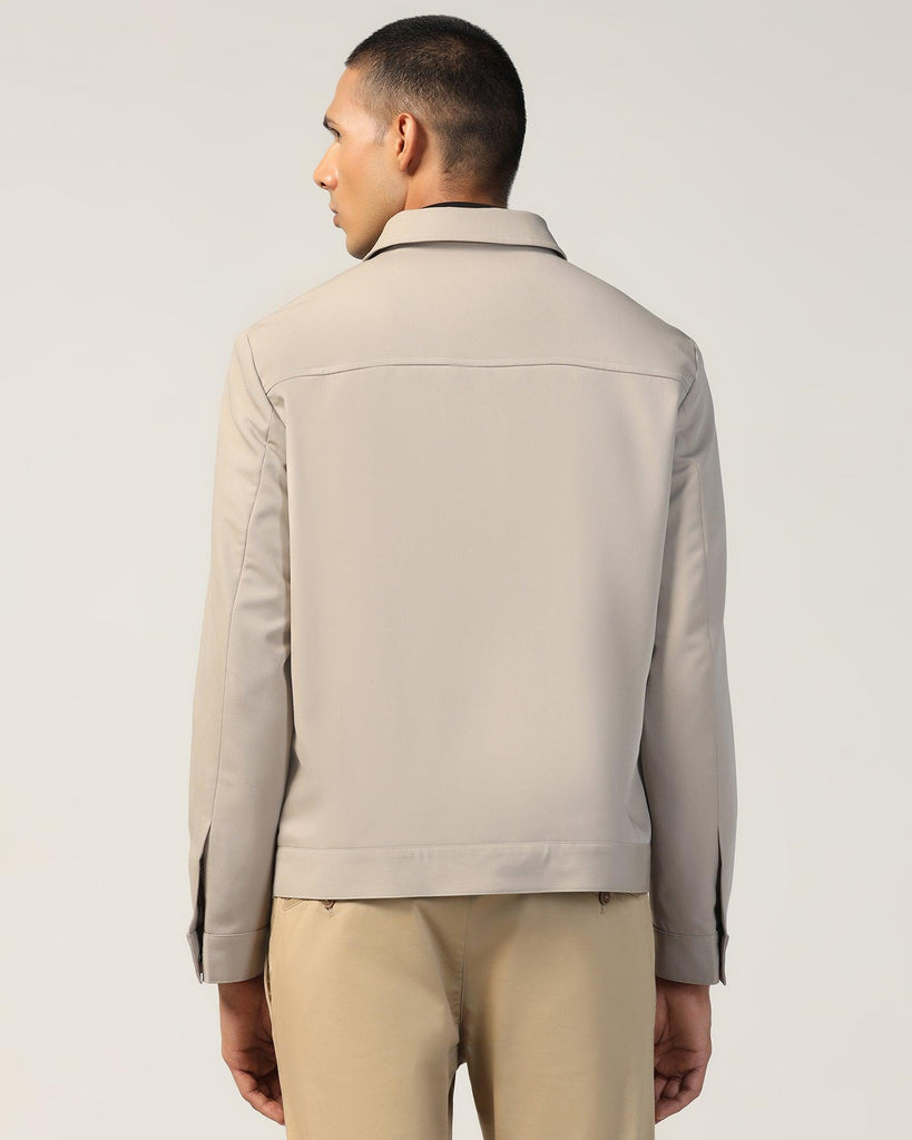 Beige Solid Trucker Jacket - Kushaq