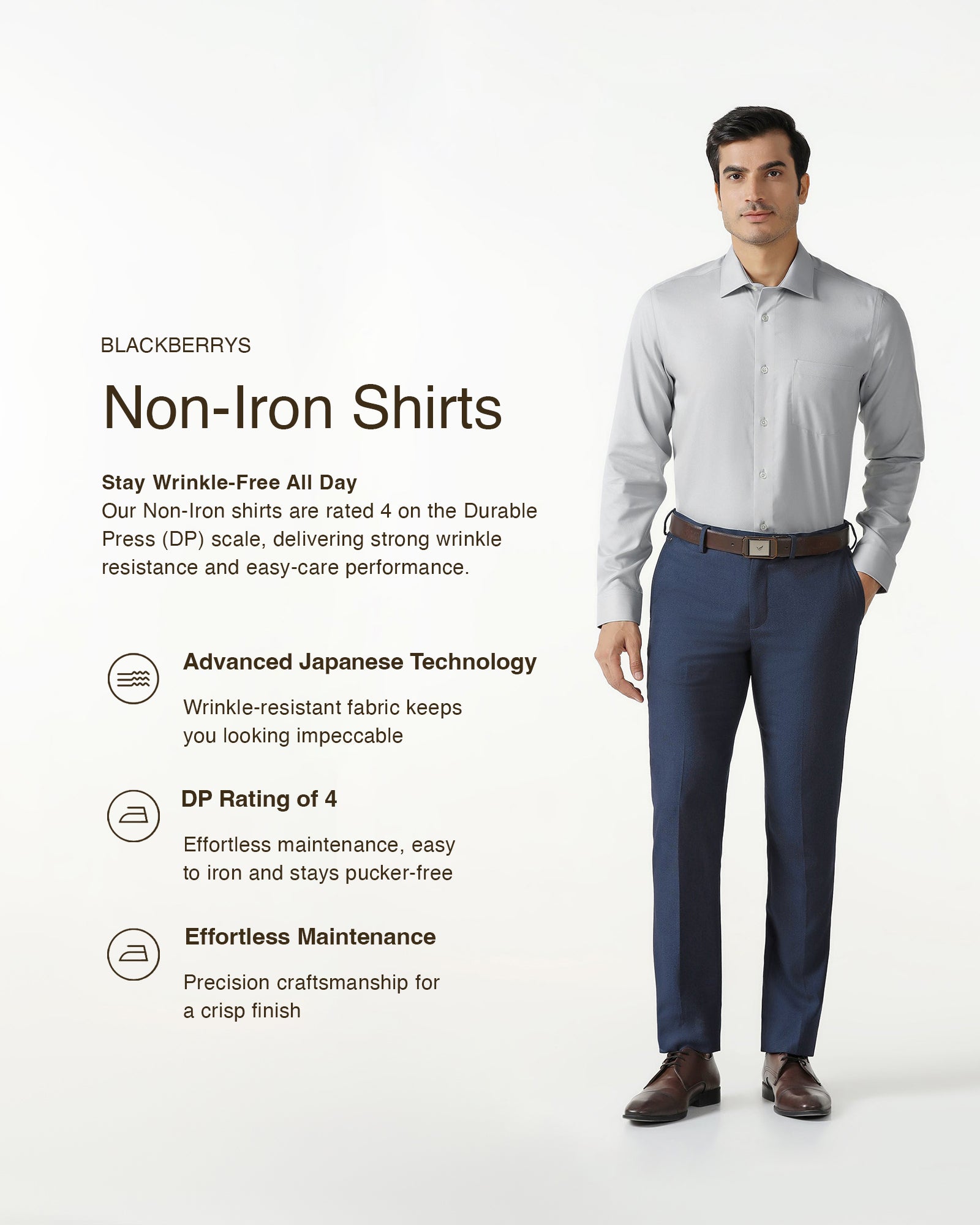 True Gray Non Iron Textured Shirt - E31