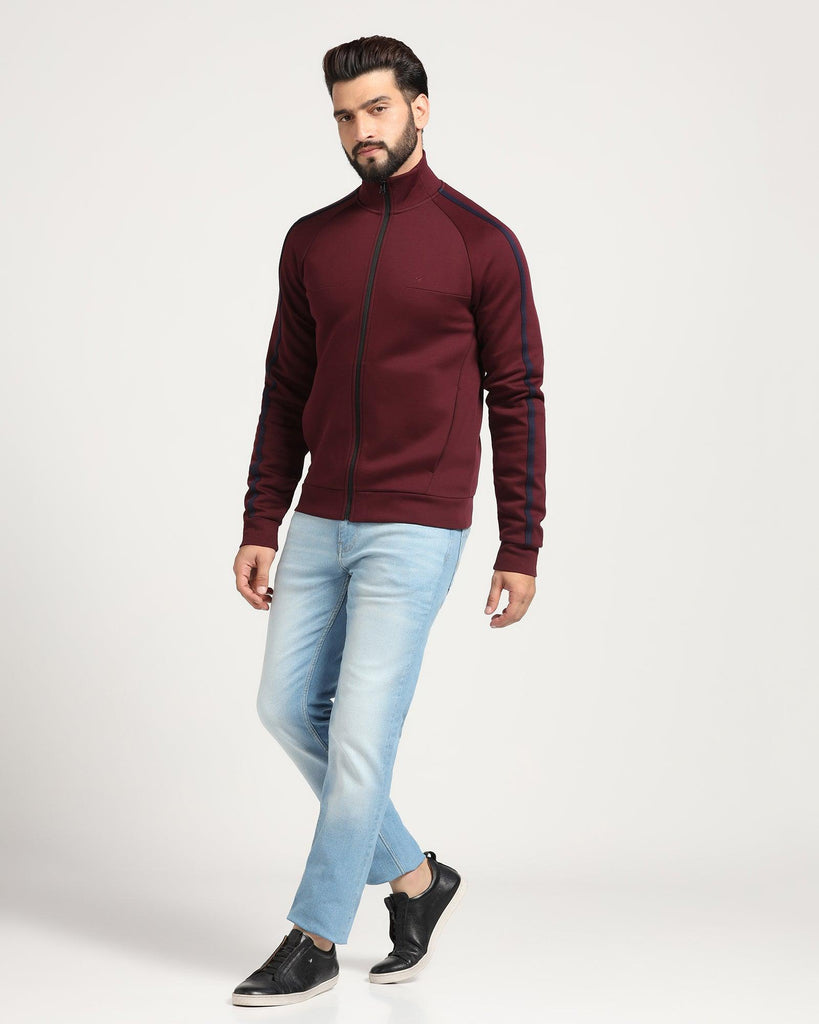 High Neck Plum Solid Sweatshirt - Decy