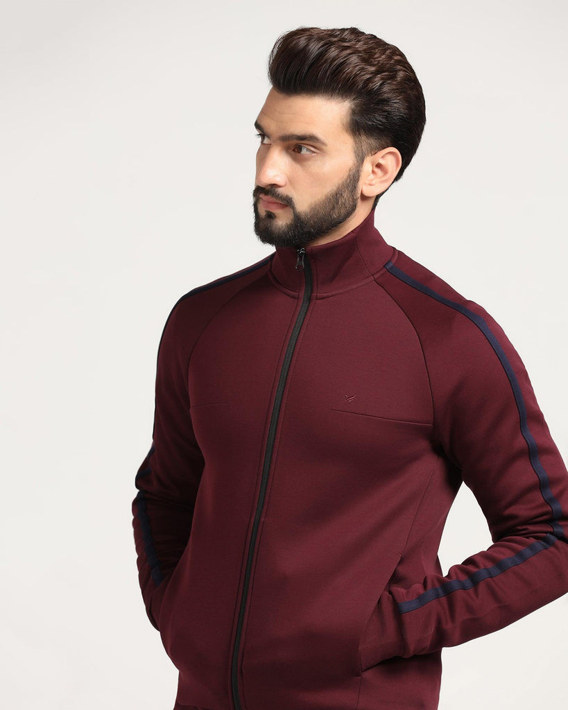 High Neck Plum Solid Sweatshirt - Decy