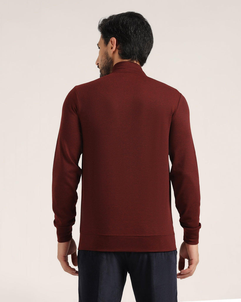 High Neck Rust Solid Sweatshirt - Novem