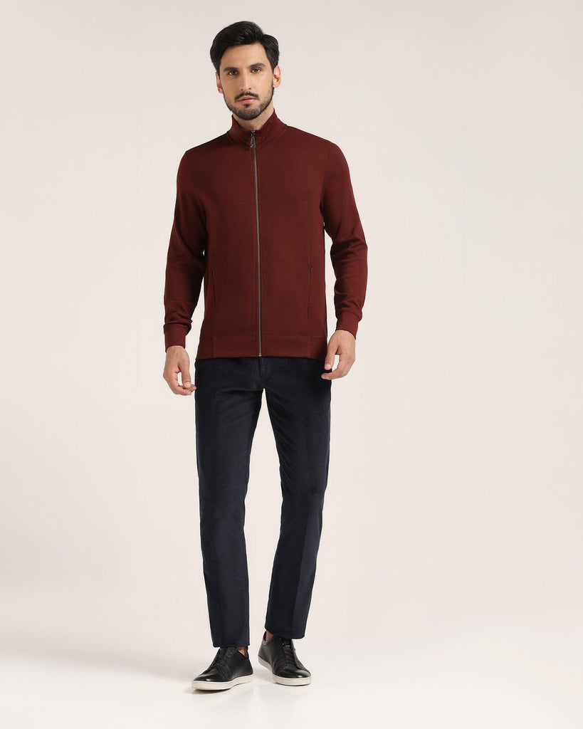 High Neck Rust Solid Sweatshirt - Novem