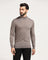 High Neck Beige Solid Sweater - Jester