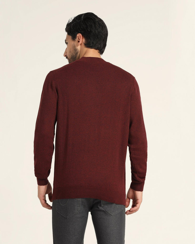 High Neck Wine Solid Sweater - Dexter