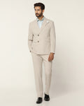 Two Piece Beige Textured Formal Suit - Kelvin