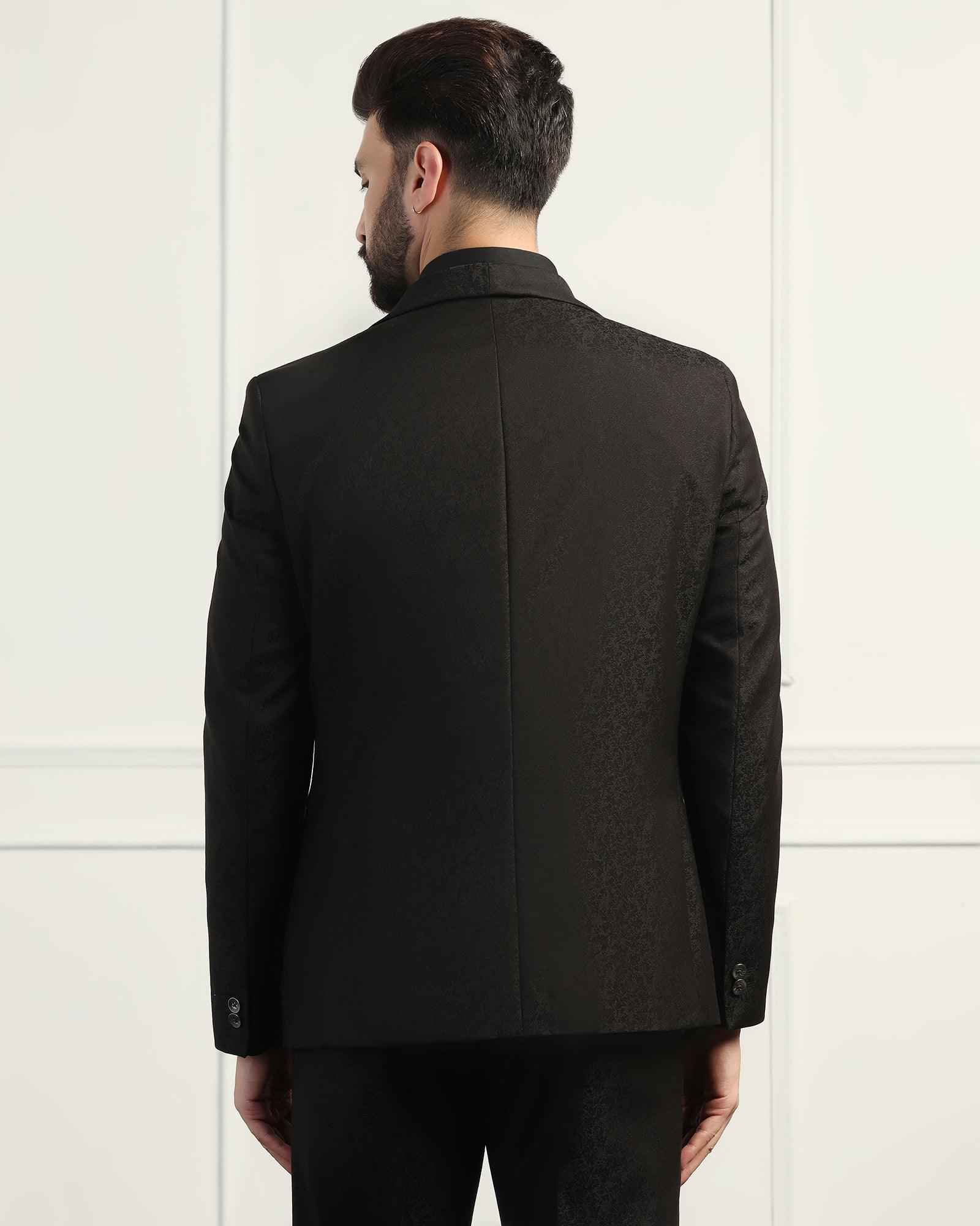 Two Piece Black Jacquard Formal Suit - Jessel