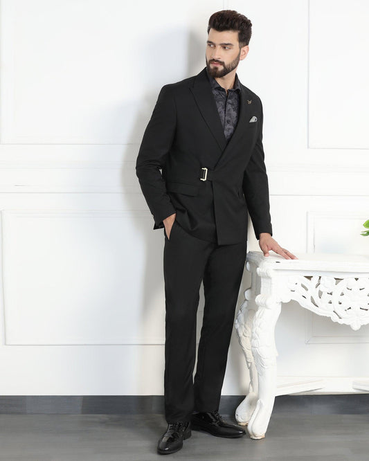 Two Piece Black Solid Formal Suit - Ethan