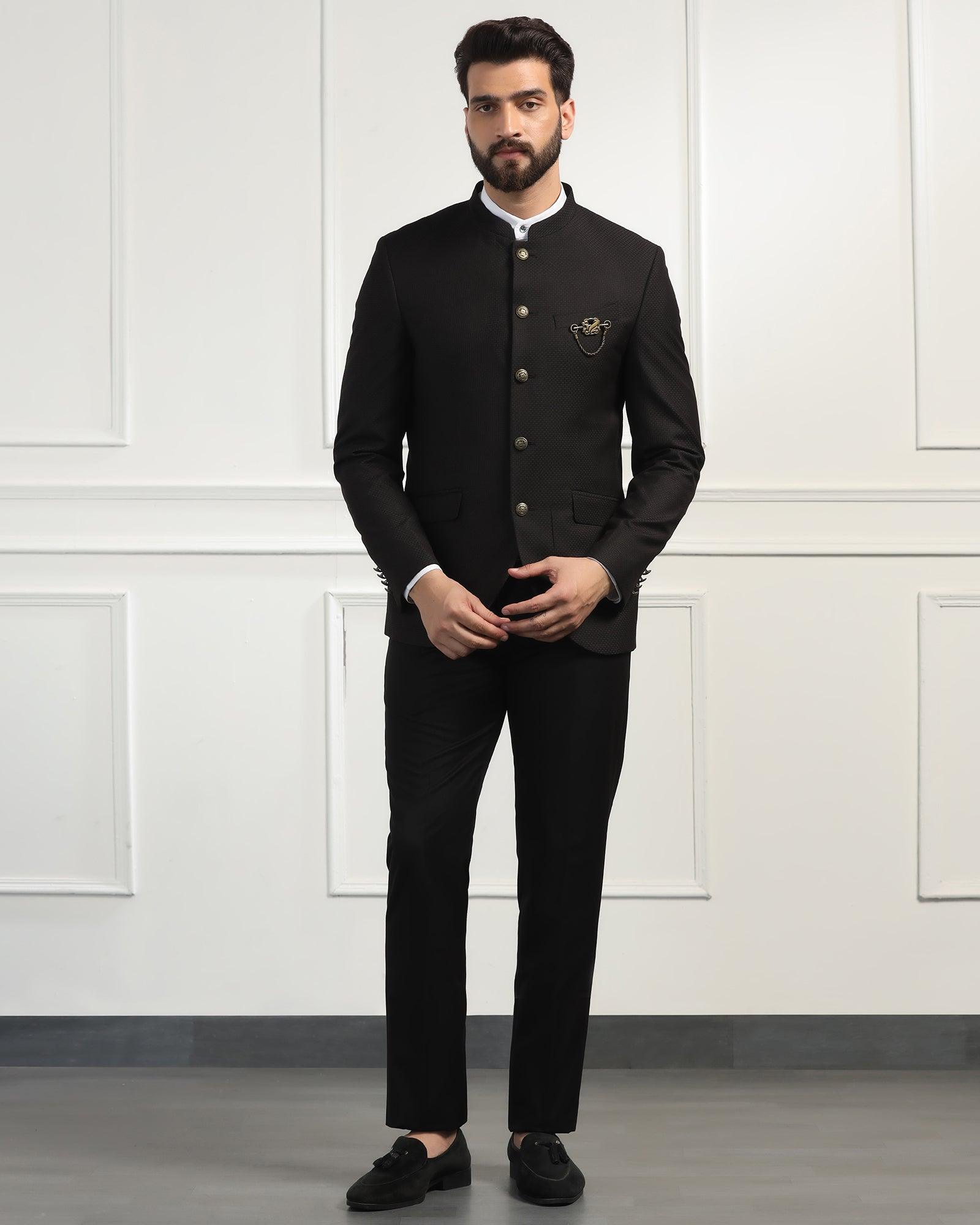 Two Piece Black Textured Formal Suit Ferris - Main Image