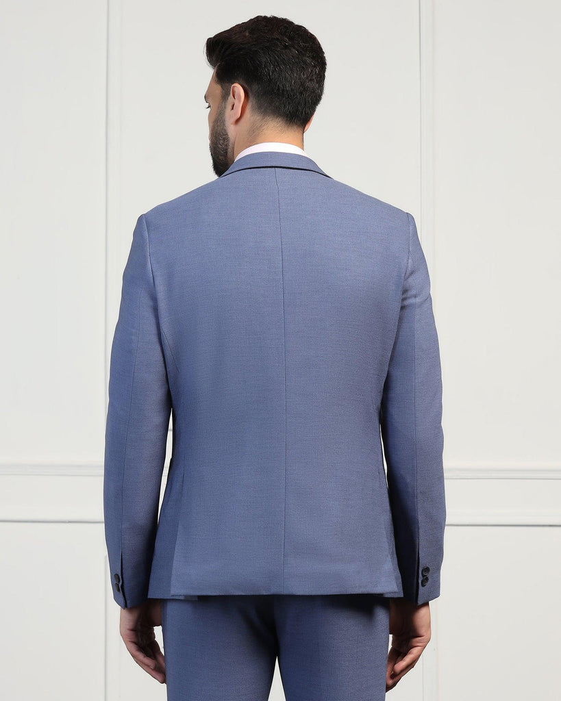 Two Piece Blue Textured Formal Suit - Drebin