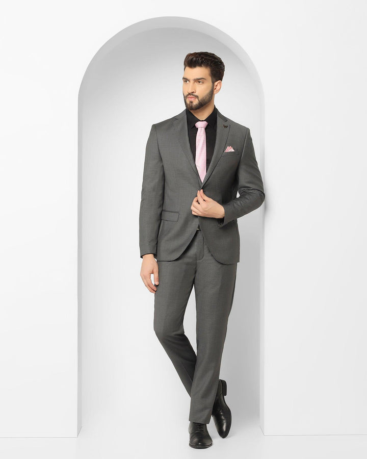 Luxe Two Piece Charcoal Textured Formal Suit - Cassius