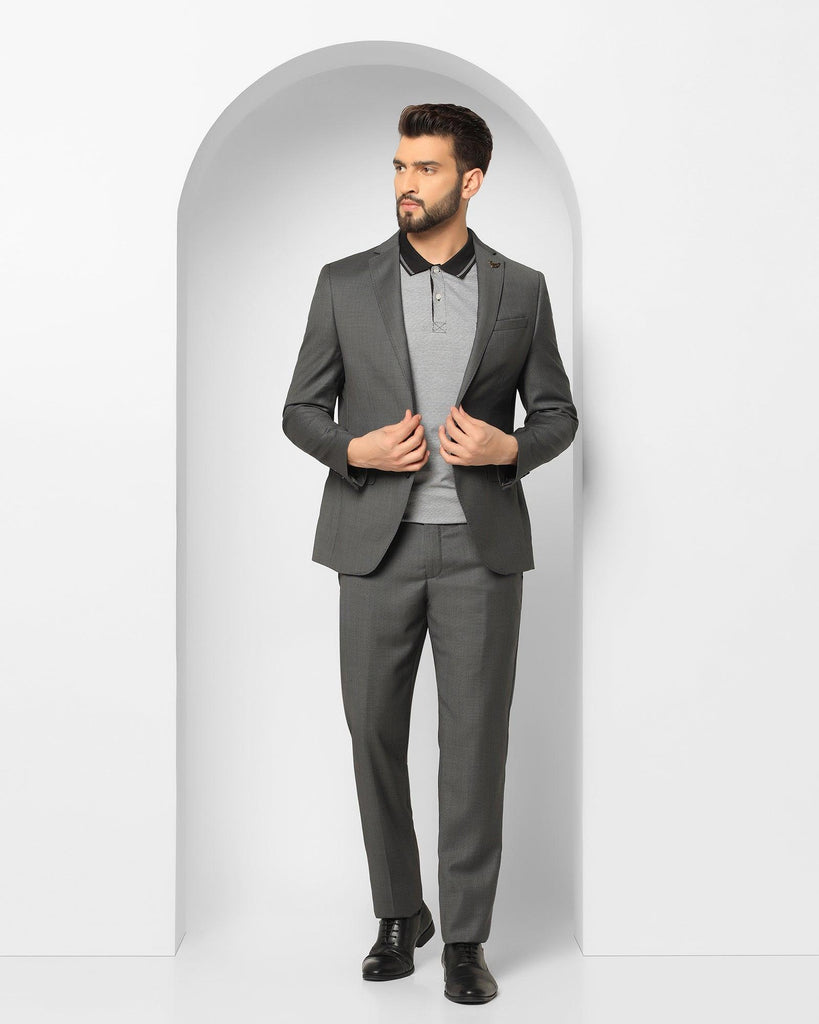 Luxe Two Piece Charcoal Textured Formal Suit - Cassius