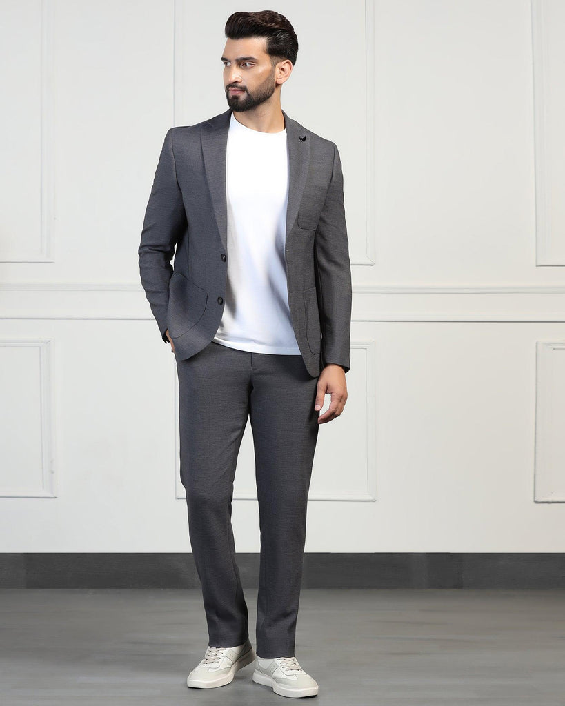 Two Piece Charcoal Textured Formal Suit - Drebin