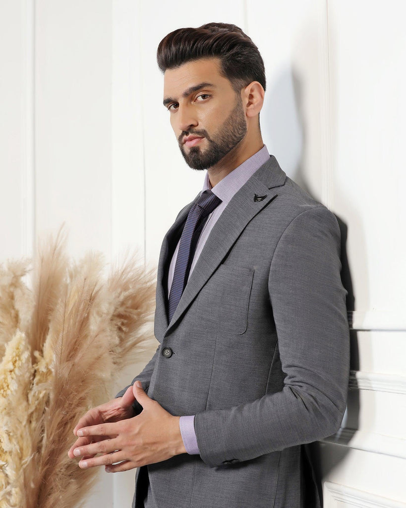 Two Piece Charcoal Textured Formal Suit - Drebin