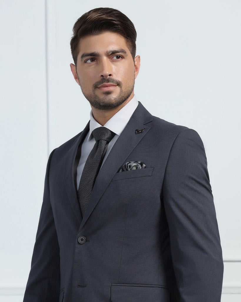 Two Piece Charcoal Textured Formal Suit - Pax