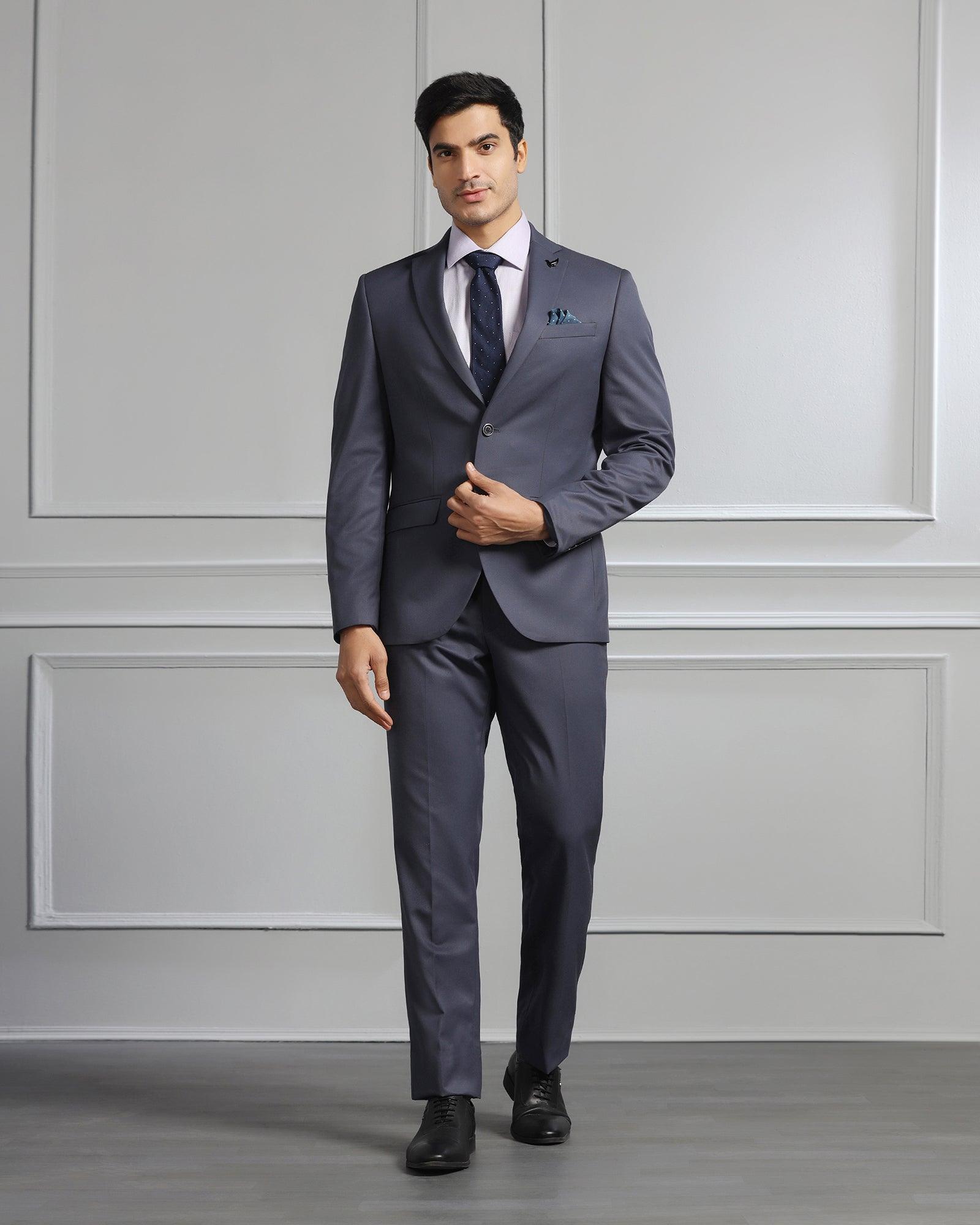 Two Piece Grey Solid Formal Suits - Coach