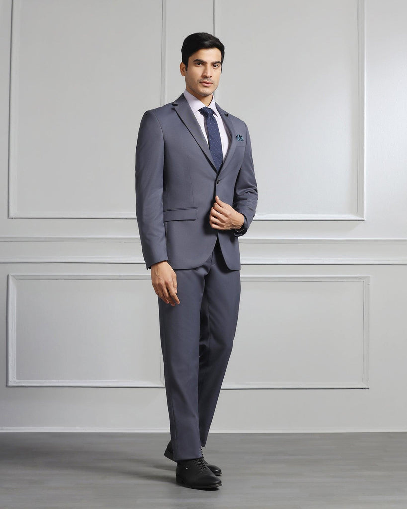 Two Piece Grey Solid Formal Suits - Coach