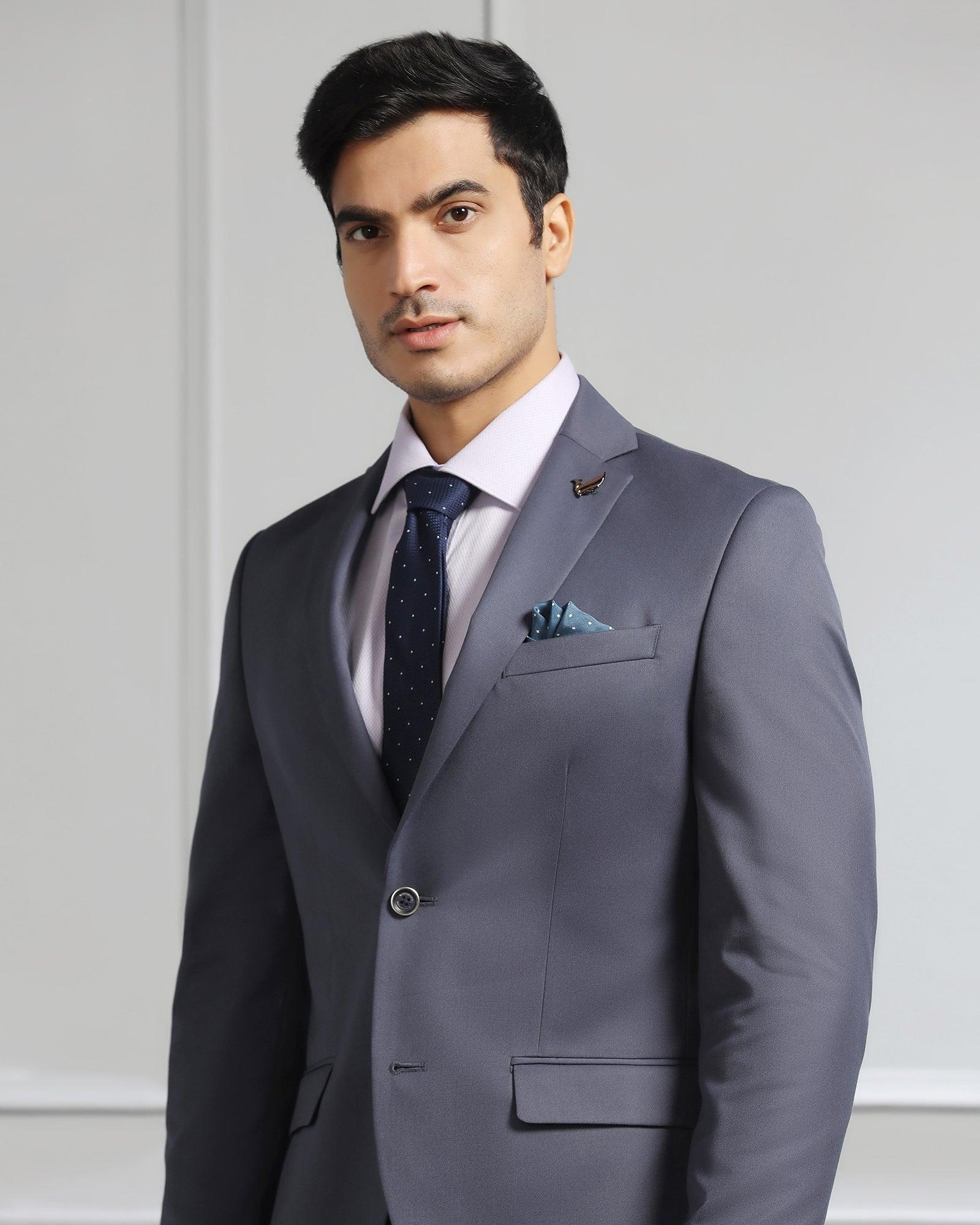 Two Piece Grey Solid Formal Suits - Coach