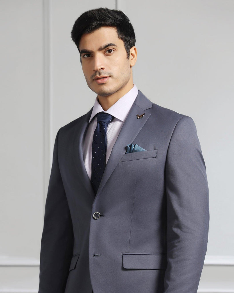 Two Piece Grey Solid Formal Suit - Coach