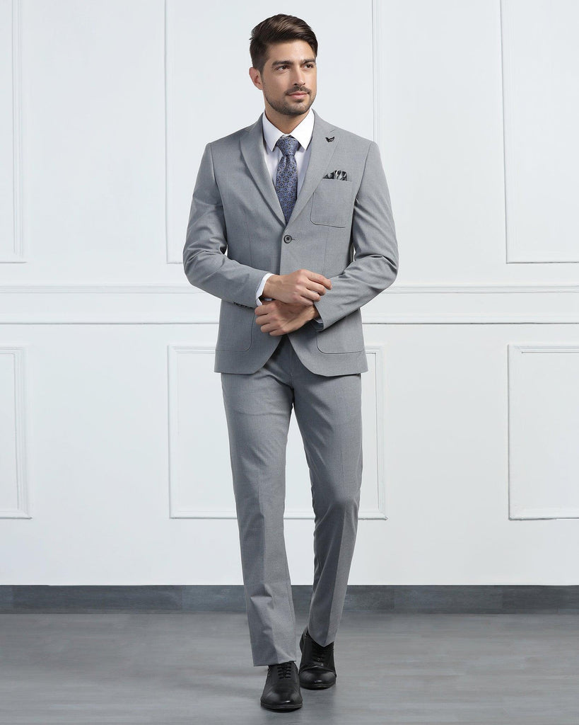 Two Piece Grey Solid Formal Suit - Connor