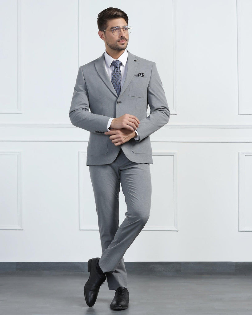 Two Piece Grey Solid Formal Suit - Connor