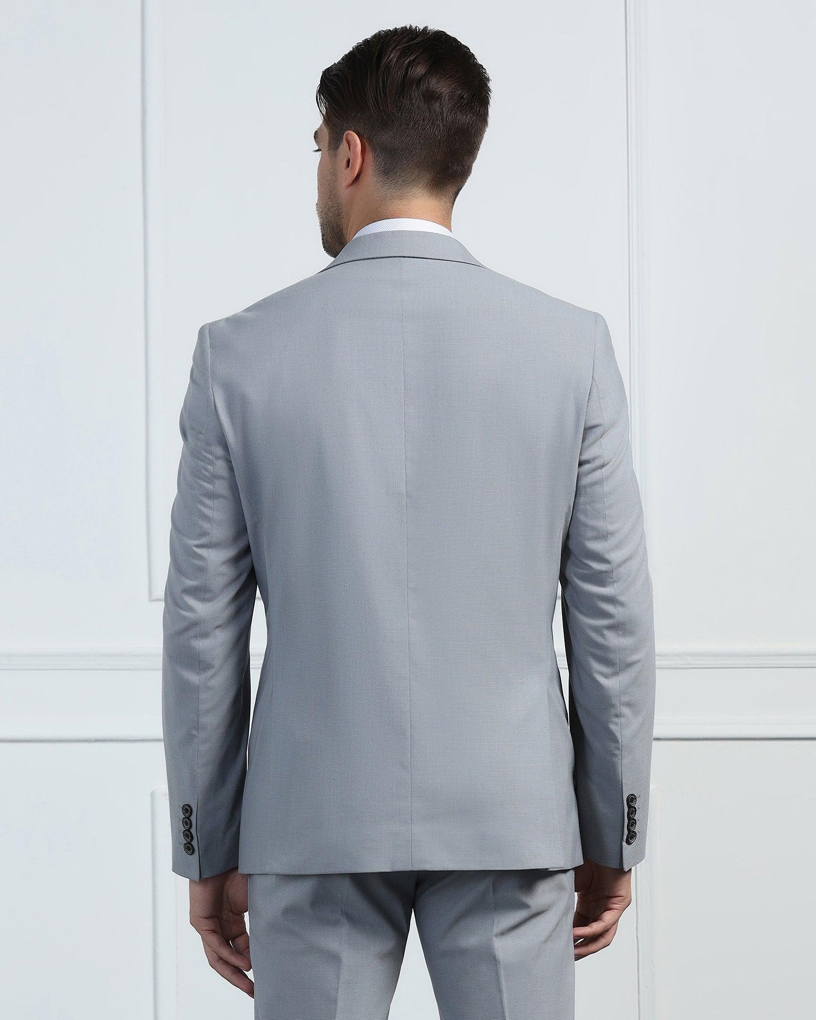 Two Piece Grey Textured Formal Suit - Pax
