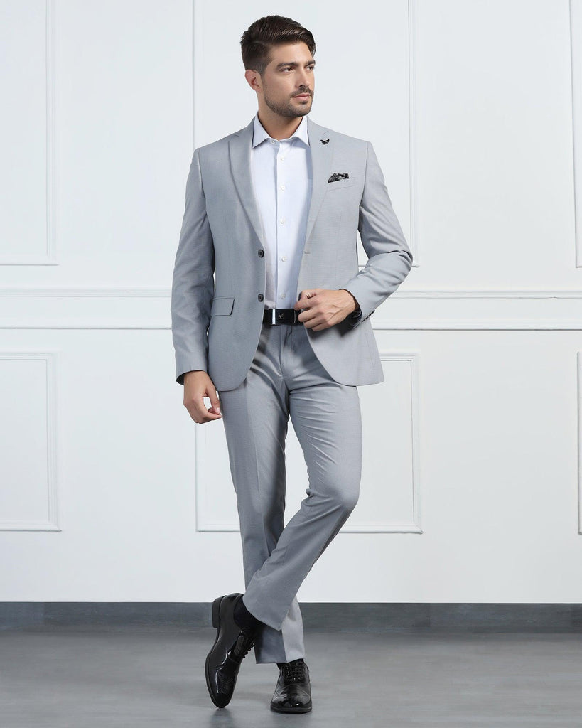 Two Piece Grey Textured Formal Suit - Pax