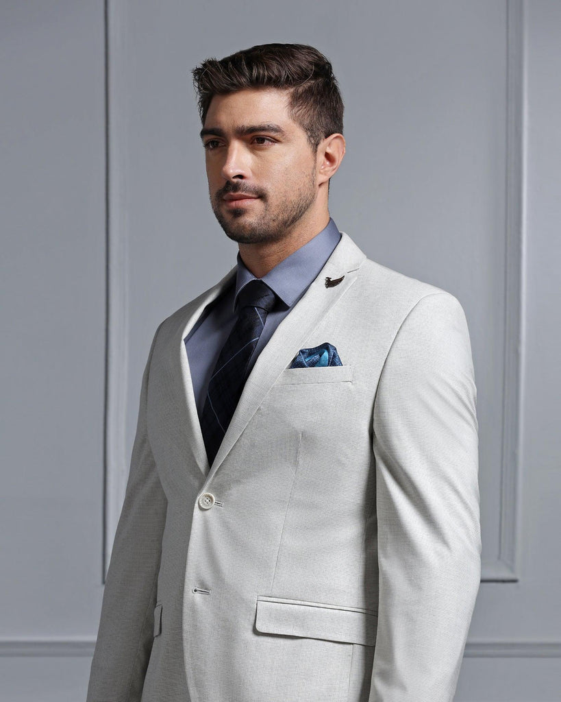 Two Piece Grey Textured Formal Suits - Waves