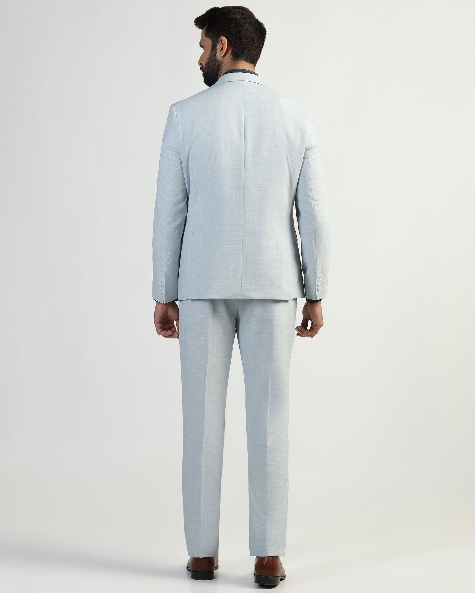 Two Piece Light Blue Check Formal Suit - Enrico