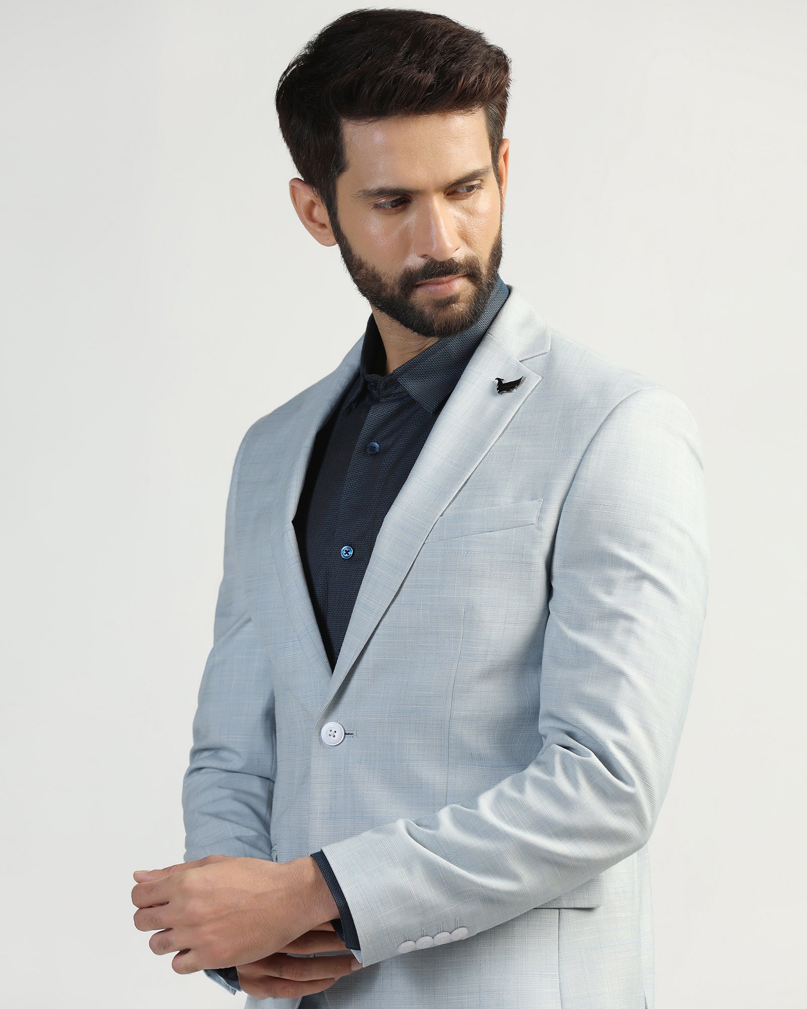 Two Piece Light Blue Check Formal Suit - Enrico