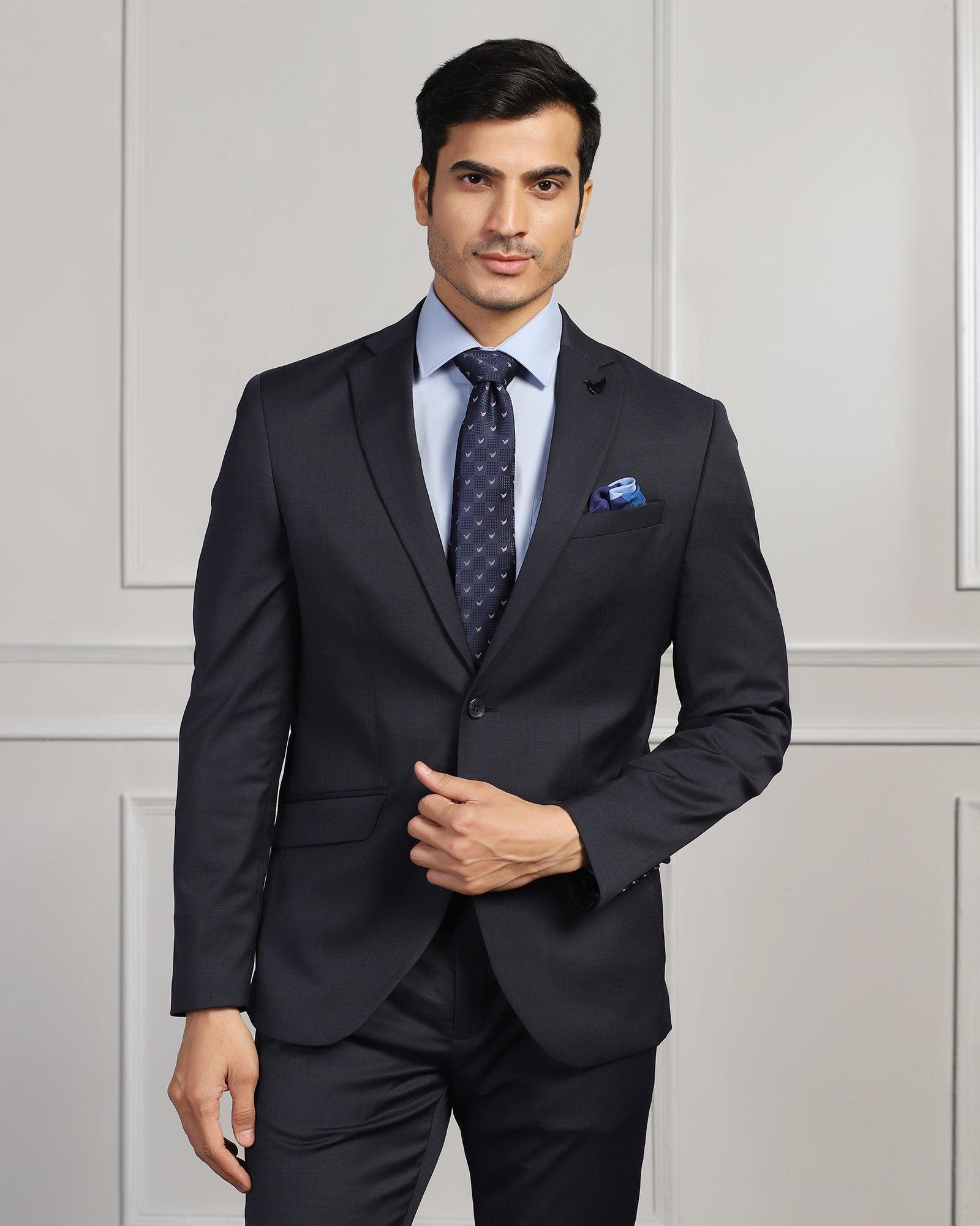 Two Piece Navy Solid Formal Suit - Beryl