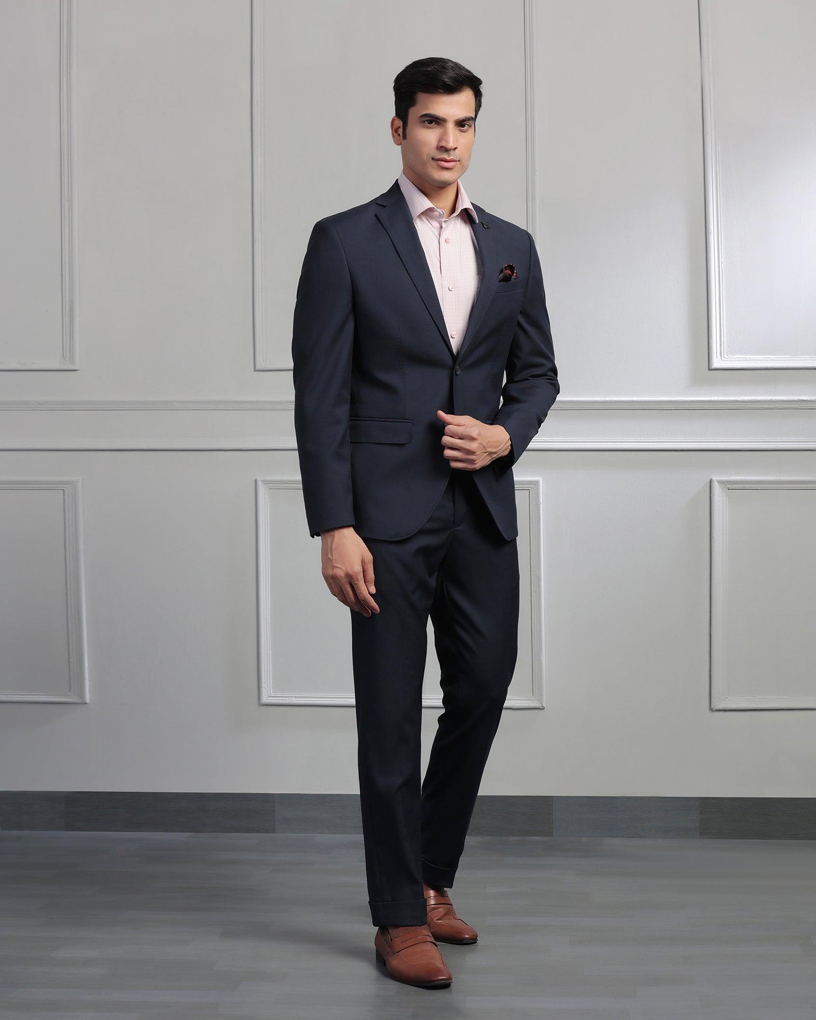 Two Piece Navy Solid Formal Suit - Onyx