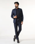 Two Piece Navy Jacquard Formal Suit - Palio