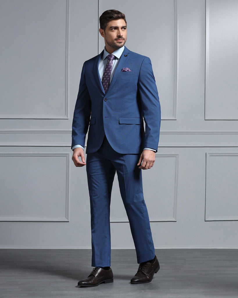 Two Piece Navy Textured Formal Suits - Waves