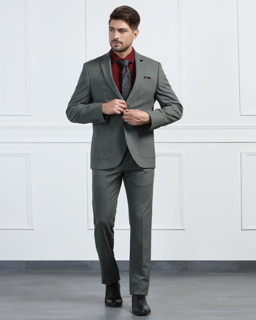 Two Piece Olive Solid Formal Suit - Connor