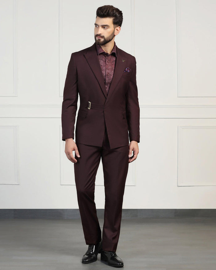Two Piece Wine Solid Formal Suit - Ethan