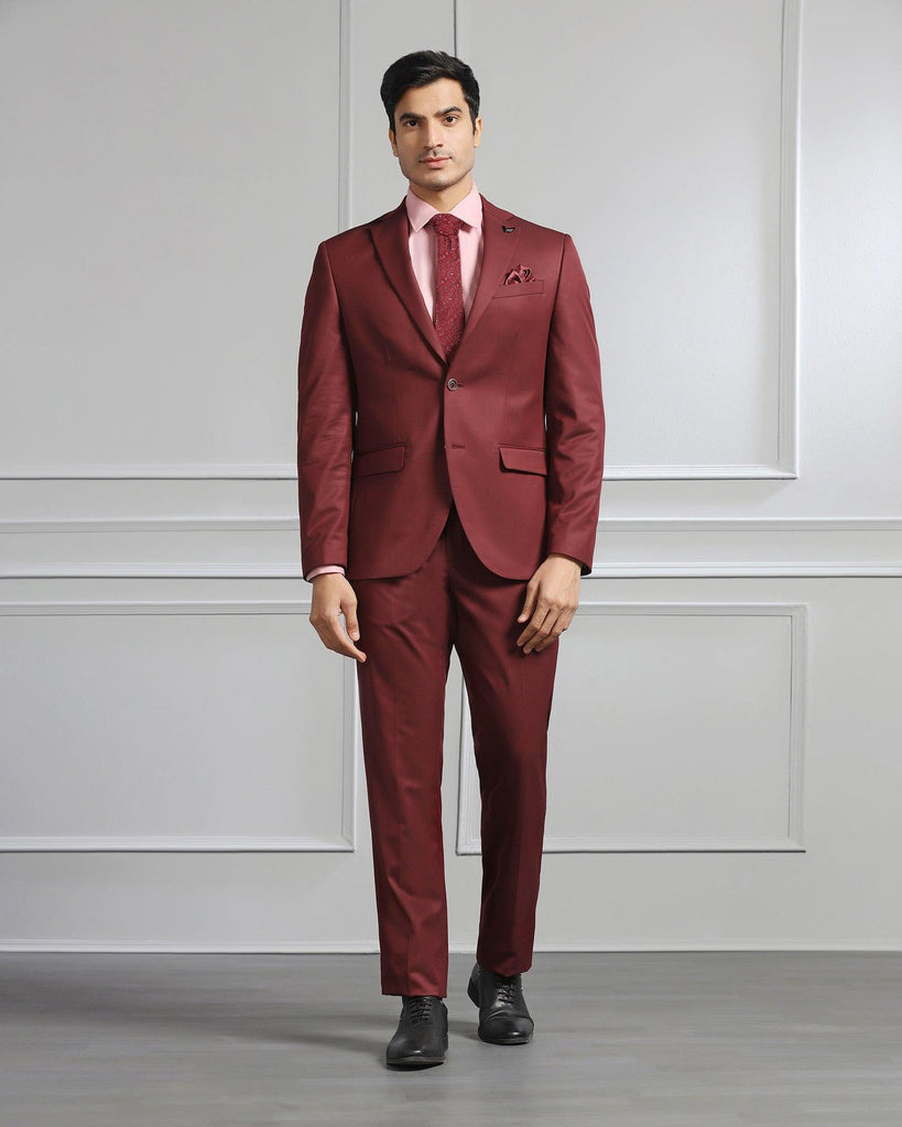 Two Piece Wine Solid Formal Suits - Coach