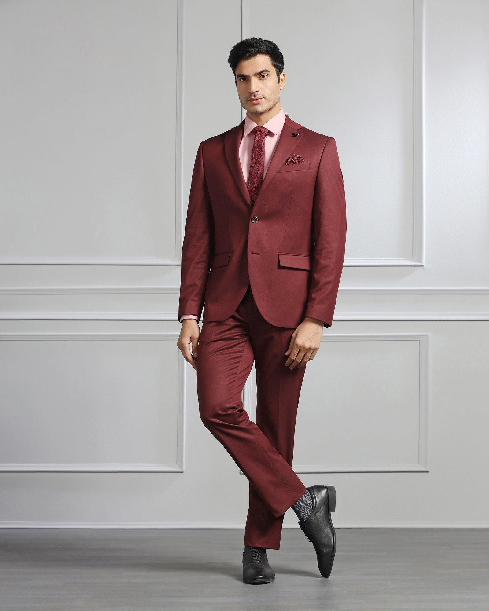 Two Piece Wine Solid Formal Suits - Coach