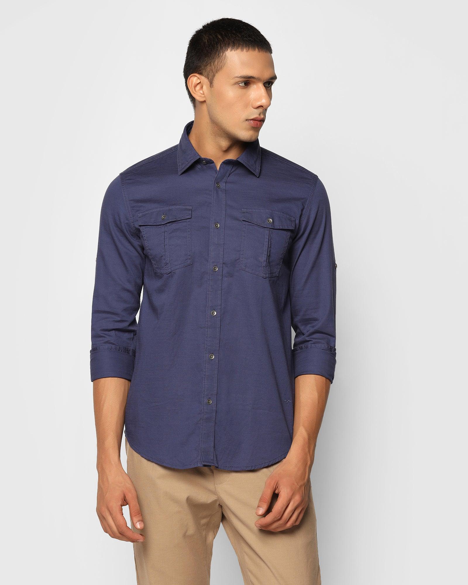 Casual Blue Solid Shirt - Slob