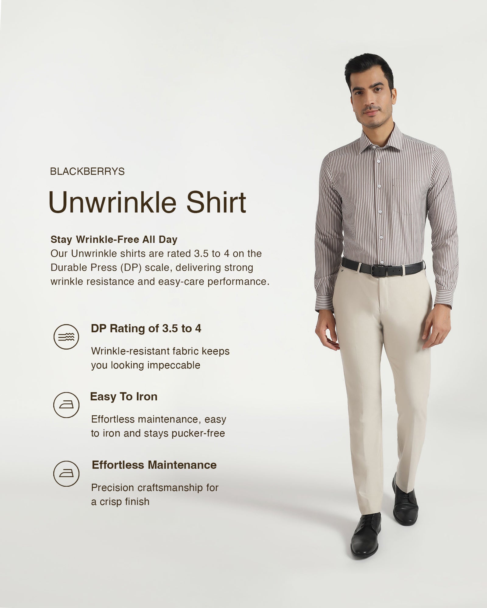 Non Iron Formal Stone Stripe Shirt - Intex