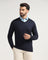 V-Neck Navy Solid Sweater - Rosin
