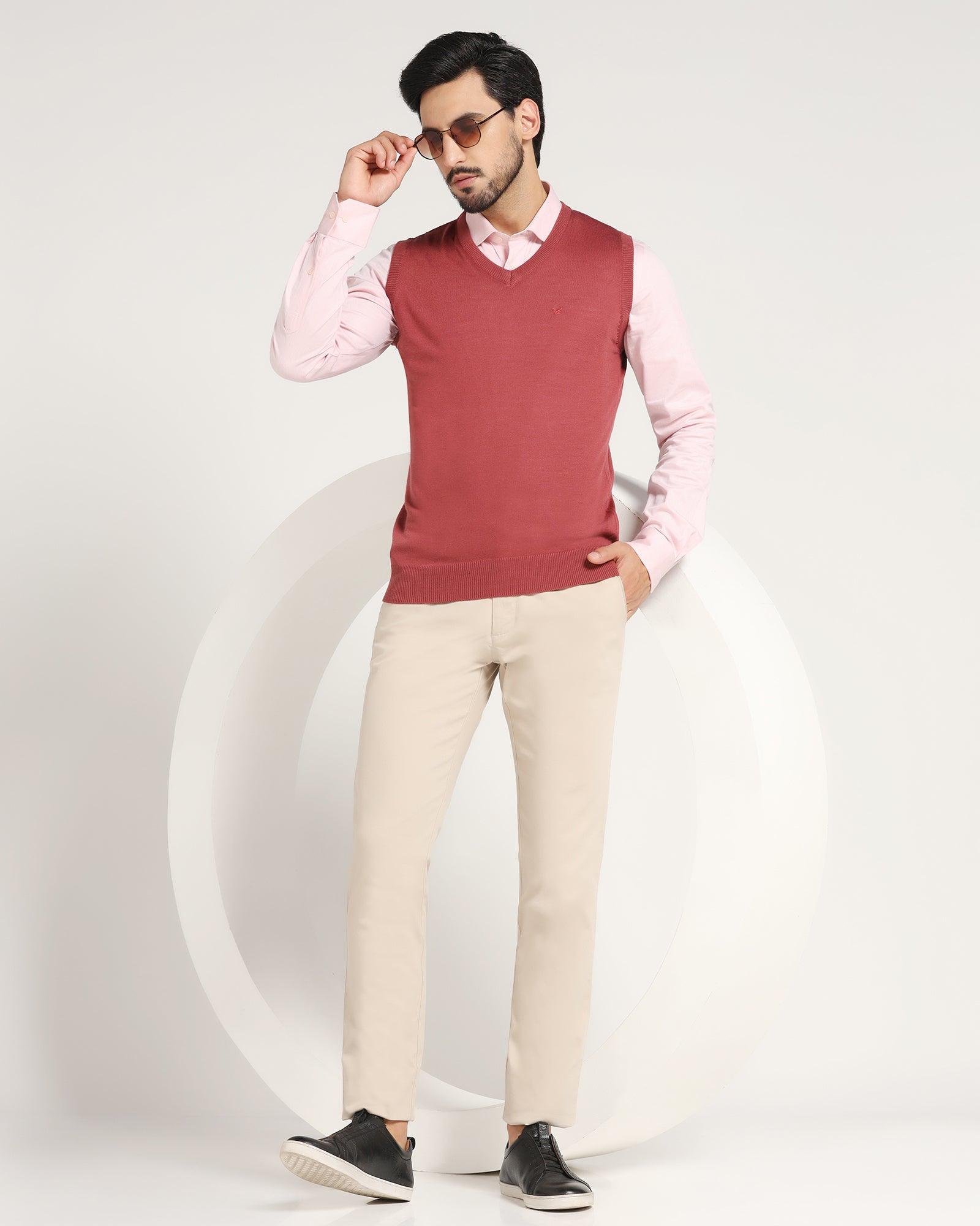 V-Neck Rose Quartz Solid Sweater - Aime - Blackberrys