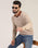 V-Neck Beige Solid Sweater - Ken